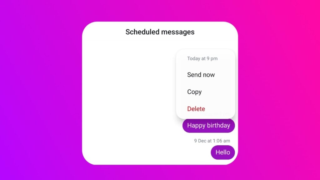 How to delete scheduled messages on Instagram?